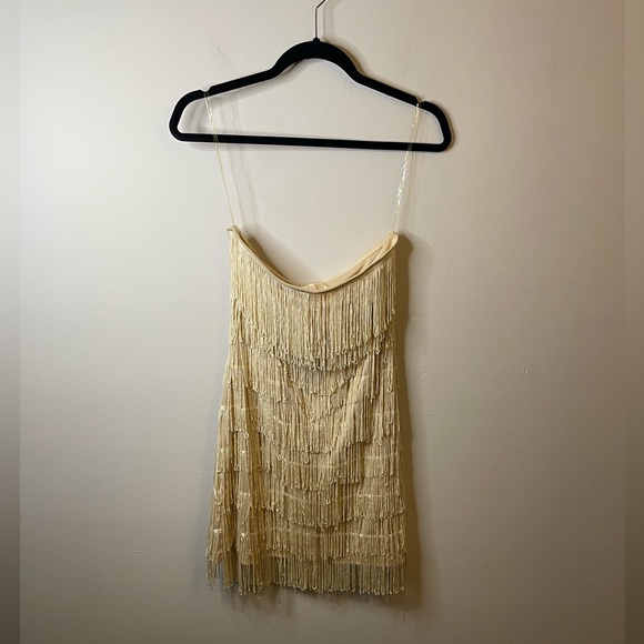 NWT Fab’rik Tulle Fringe Tier Strapless Dress Taylor Swift Fearless Flapper 1920 - Picture 1 of 11